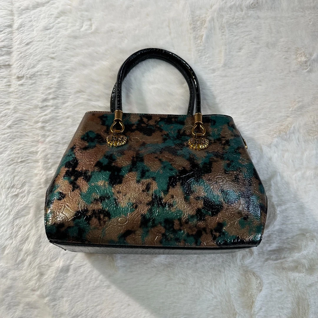 【2024无撞款设计版高定女包】百搭复古高定手提包1736-墨绿 孤