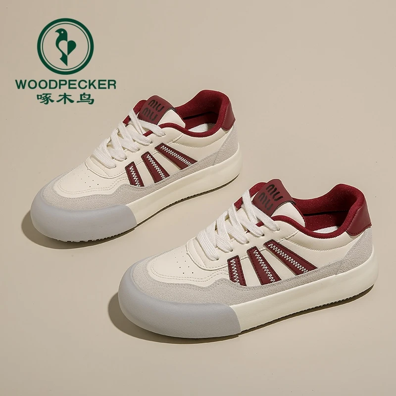 啄木鸟复古港风德训鞋女款2024秋季新款厚底板鞋百搭小白鞋运动鞋