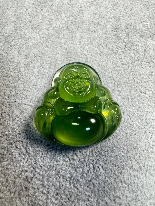 岫岩玉绿色佛公挂件