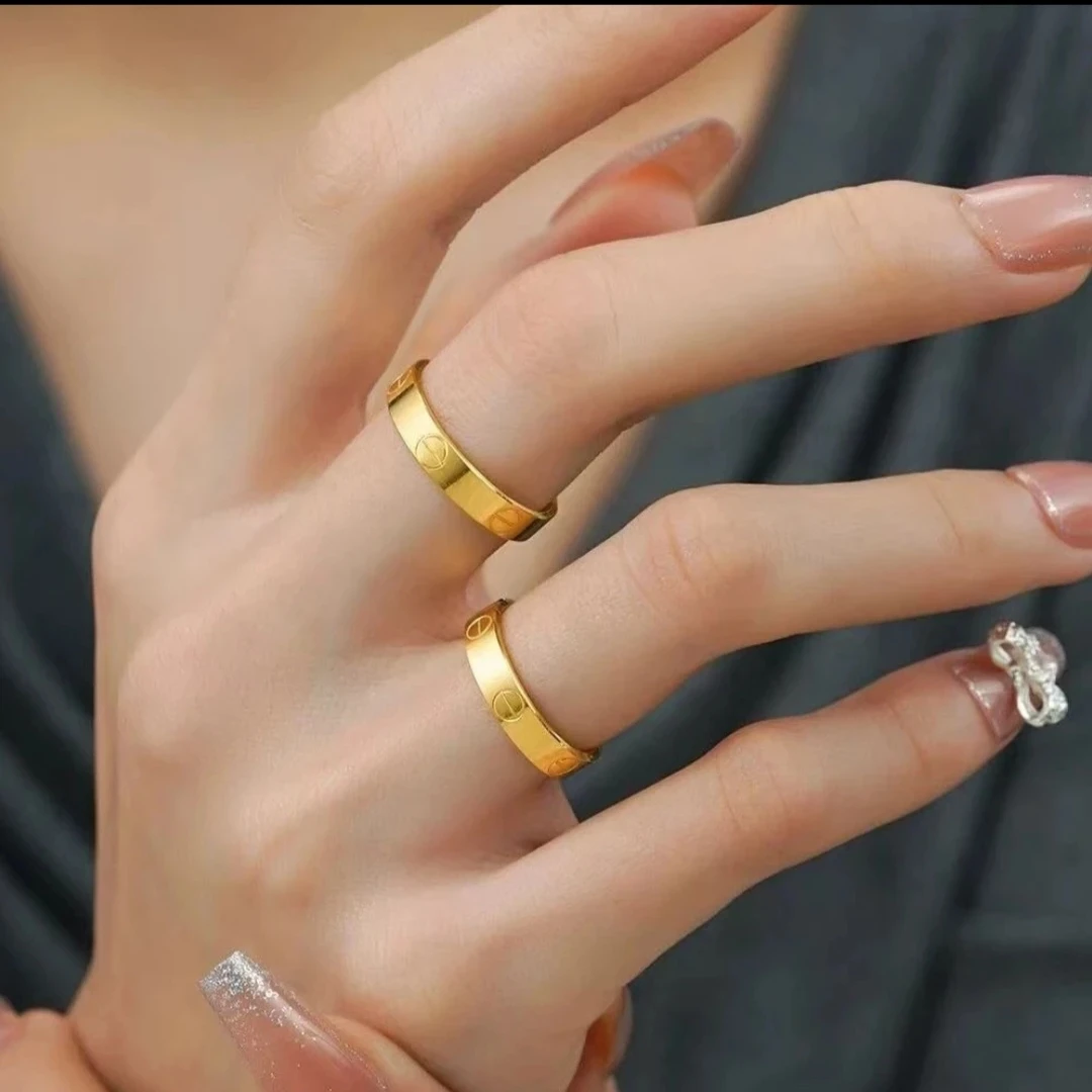 铜合金戒指 精品一字横纹闭口戒指