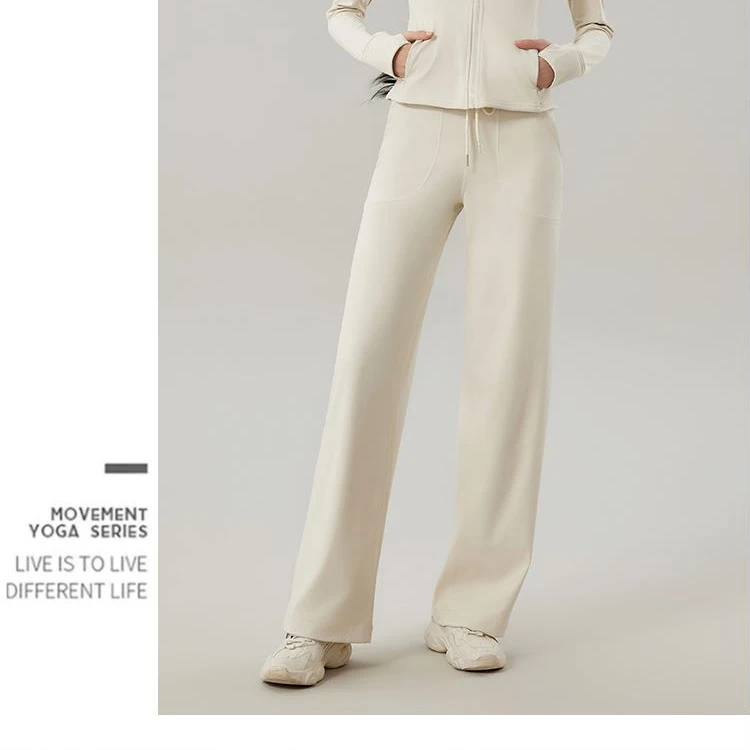 【老吴】健身跑步抽绳高腰阔腿裤【801】