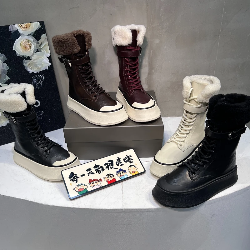 【手工鞋】厂家直发 欧货新款时尚皮靴加绒增高4cm超级减龄显脚小