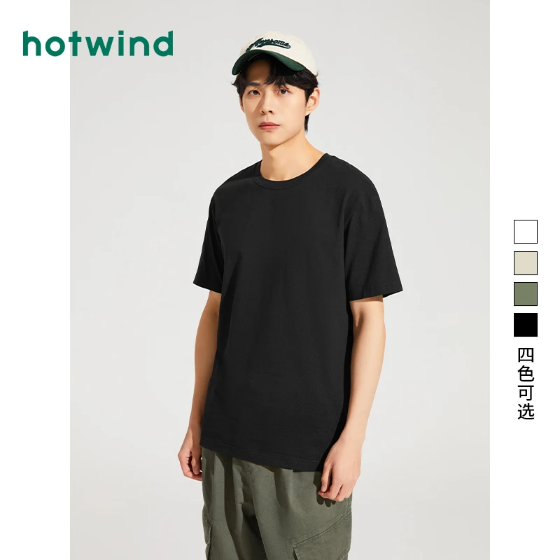 热风2024年春季新款男士休闲基本款短T恤F01M4103