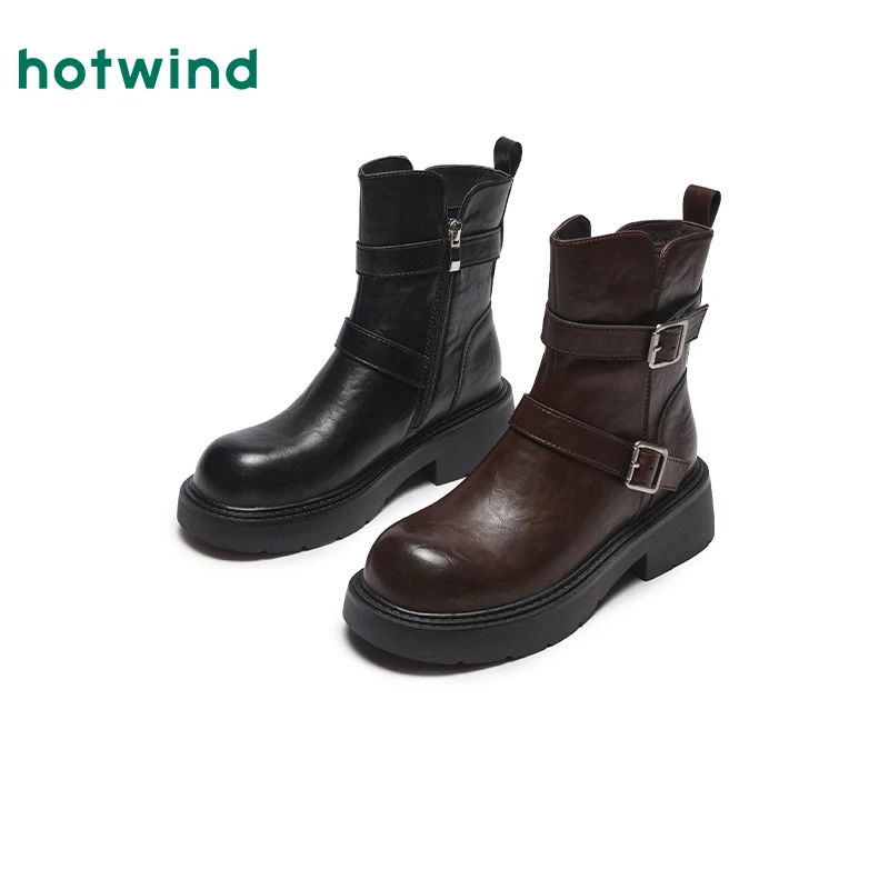 热风2024年冬季新款女士时尚休闲靴H82W4420