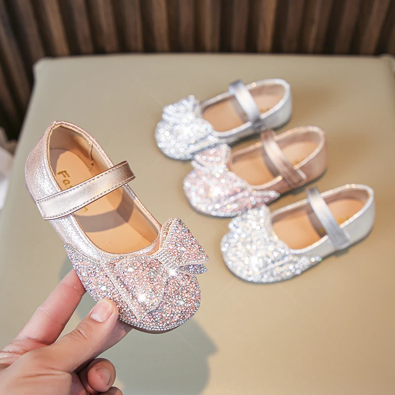 女童公主风水晶鞋儿童鞋子小女孩宝宝单鞋平底鞋软底豆豆鞋中小童