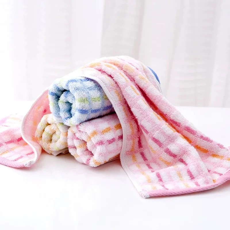 纯棉彩格毛巾3条装33*72