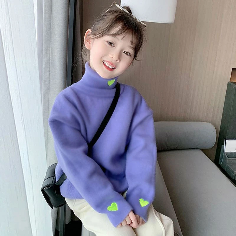 儿童德绒发热上衣秋冬装高领男女中小童长袖恤加绒保暖打底衫
