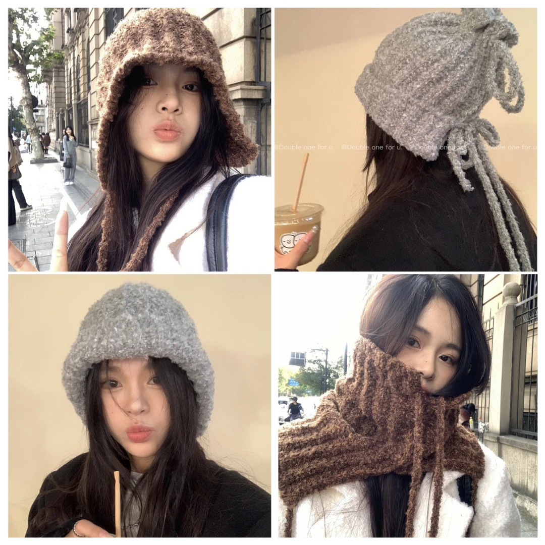 【现货】一帽多戴～设计天才加厚针织冬季氛围感帽子显脸小保暖百搭