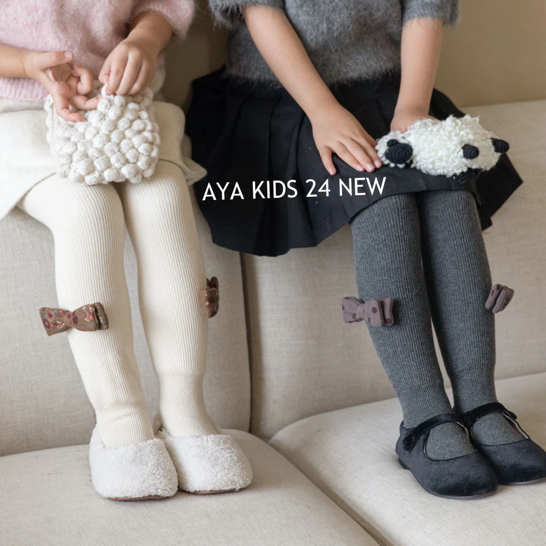 碎花蝴蝶结女童森系连裤袜冬季加绒加厚宝宝打底裤百搭韩系外穿