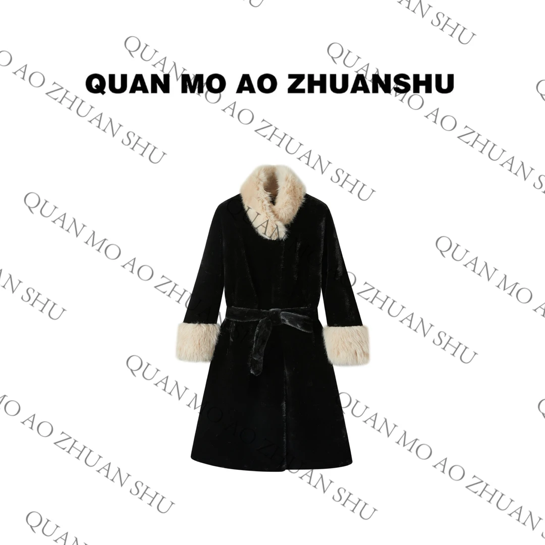 【全莫奥专属】2024秋冬新款高端法式名媛气质中长大衣时尚毛毛外套