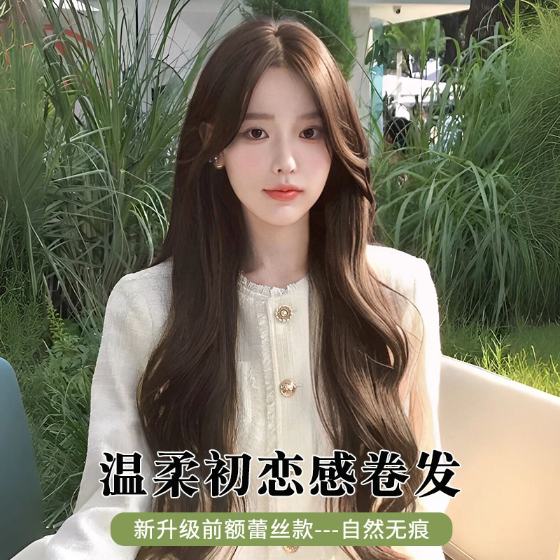 前蕾丝假发女长发中分八字刘海长卷发仿真人发全头套假发时尚