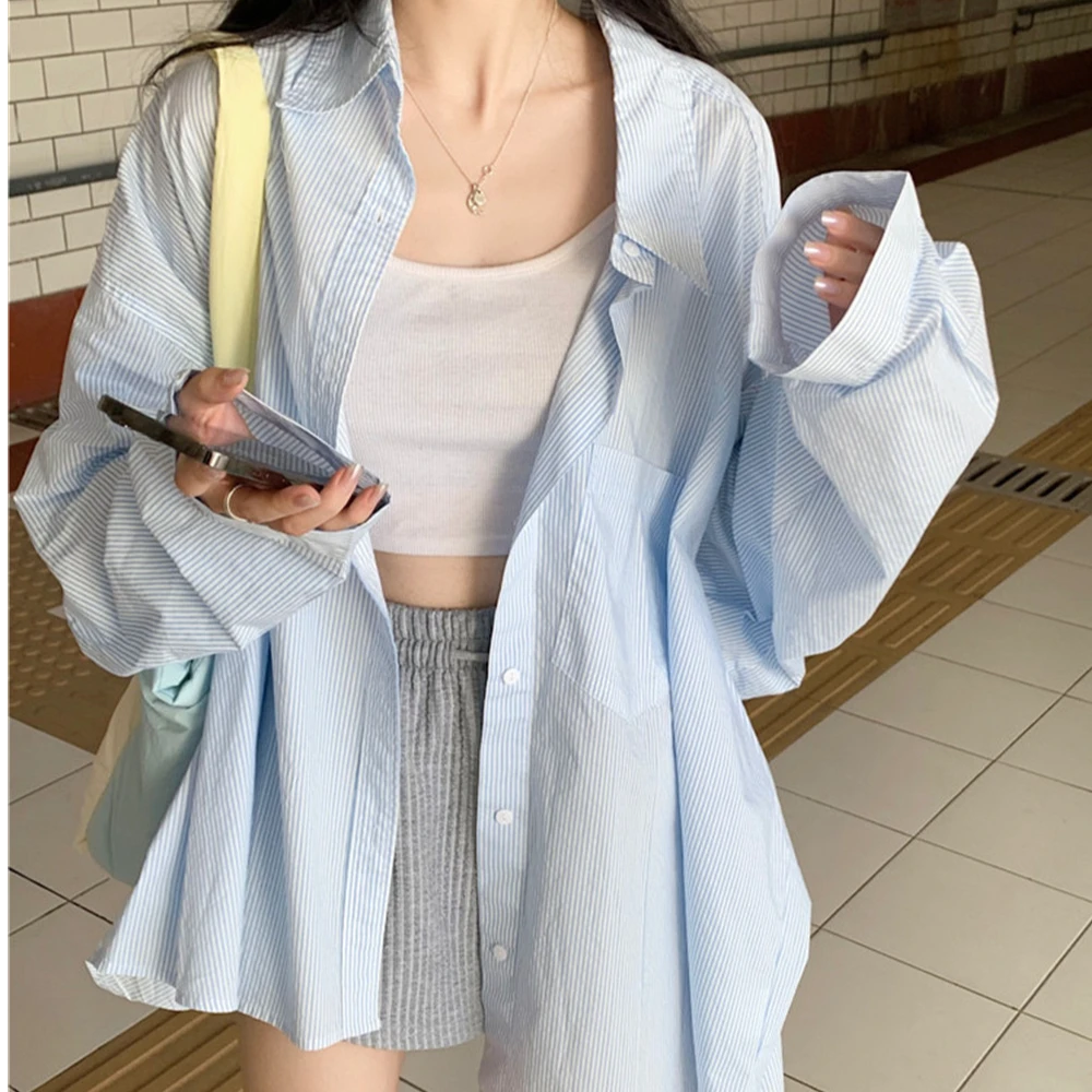 2025慵懒衬衫外套韩版宽松休闲长袖开衫纽扣外穿时尚设计感衬衣