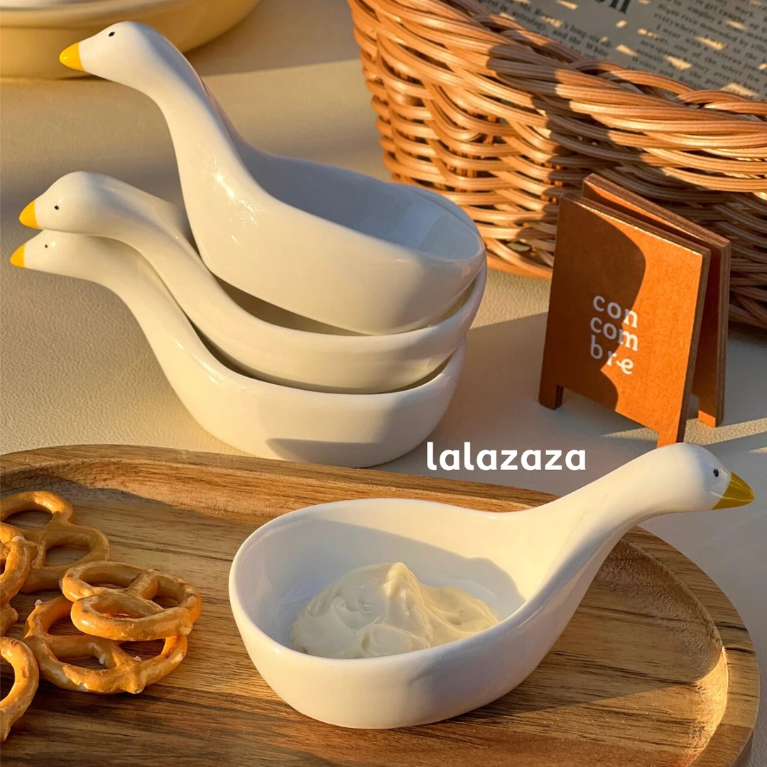 ins创意蘸料碟家用陶瓷醋碟调料小碟子可爱小鸭味碟番茄酱沙拉酱