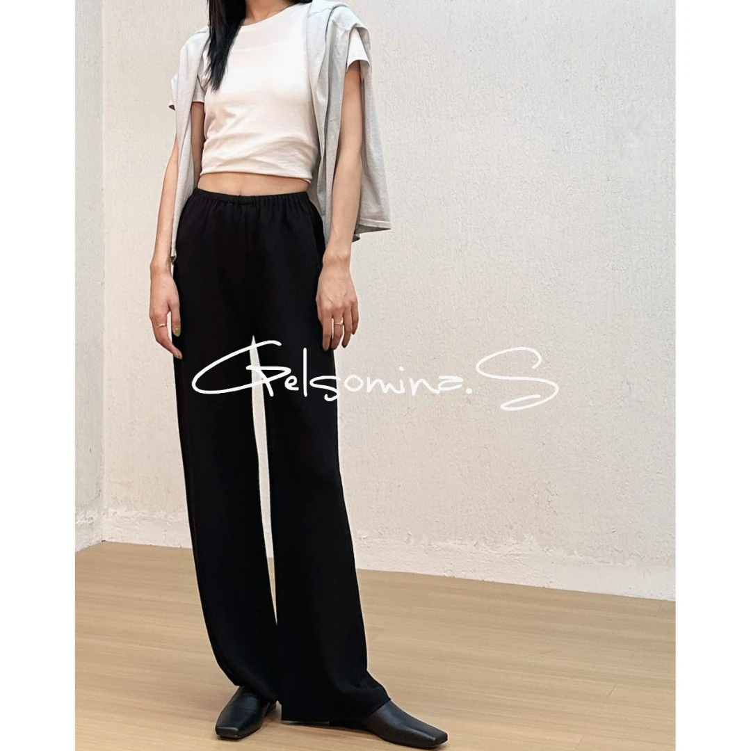 Gelsomina.S 女士休闲裤春夏宽松百搭日本醋酸斜纹空气裤