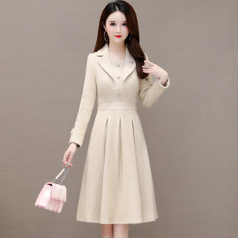 秋冬款裙子连衣裙高端2023年新款名媛气质优雅减龄修身显瘦保暖裙