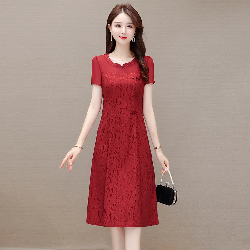 女装喜婆婆喜妈妈婚宴礼服夏装连衣裙2025夏季新款洋气中长裙
