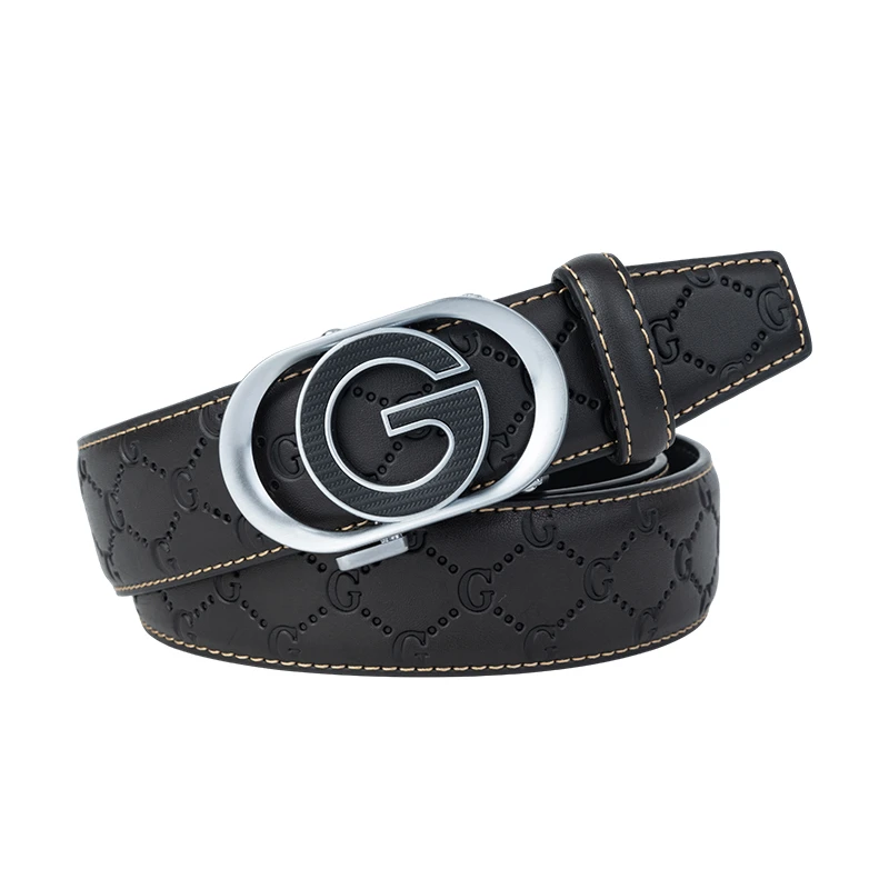 2024新款皮带男真皮复古满印G字压花时尚自动扣裤带休闲腰带男士