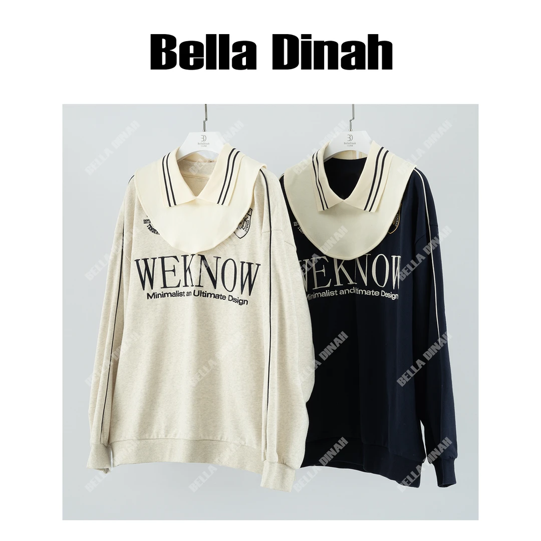 Bella Dinah 再见谢德林卫衣 小众假两件拼接卫衣落肩 XJJG0012