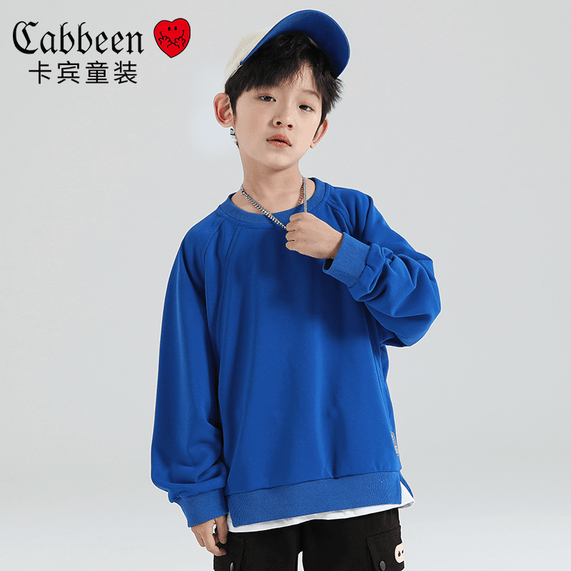 Cabbeenlove春秋长袖圆领套头休闲宽松运动儿童时尚简大童约卫衣
