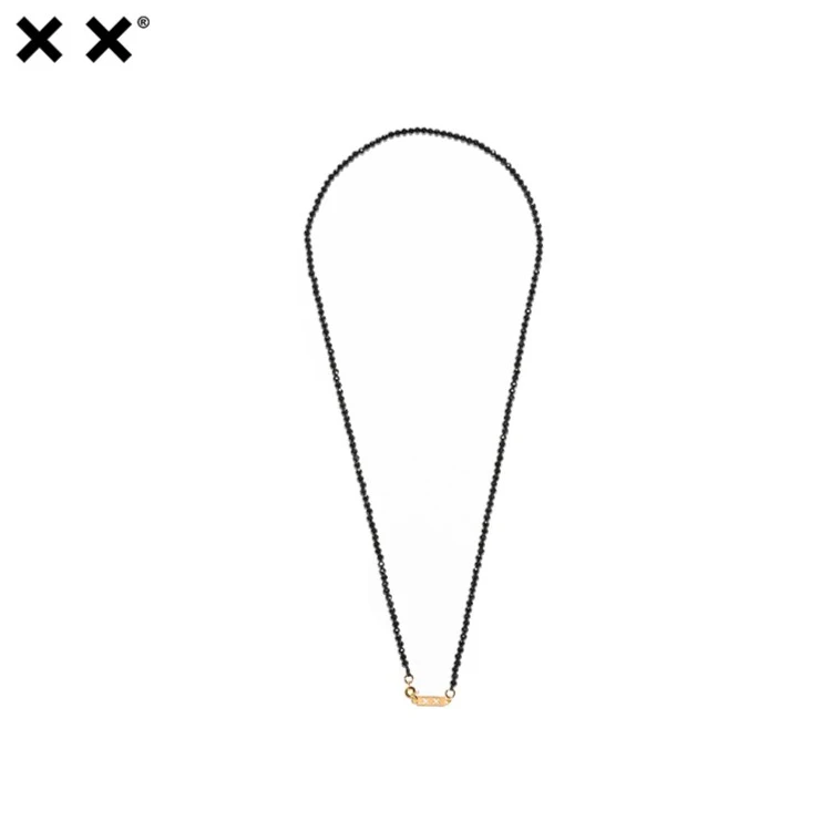 铜项链 xxDESIGN 铜镀金Logo黑水晶项链