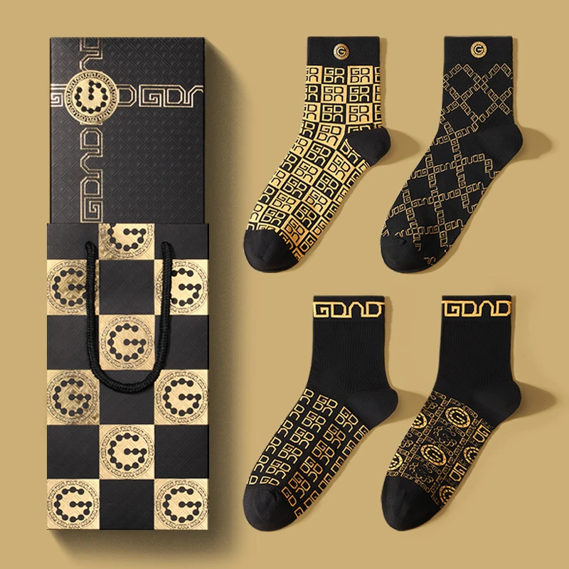 正品GDAD男士袜子棉质吸汗防臭透气中筒袜潮流运动青年秋冬款长袜