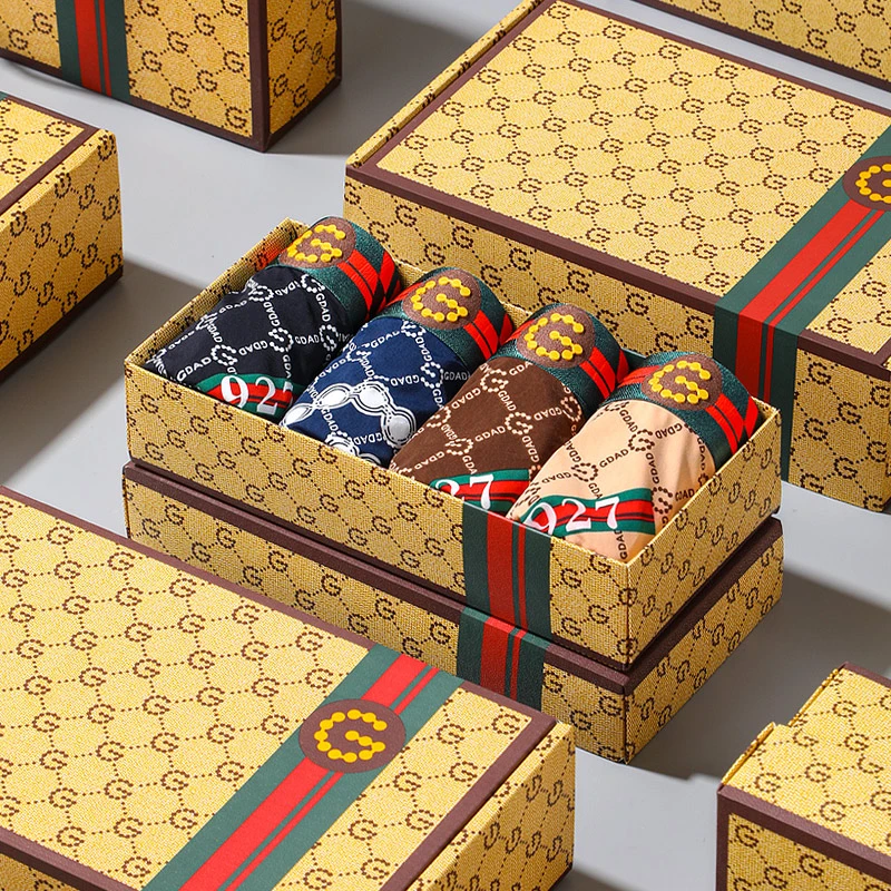 正品GDAD男士运动短裤薄款夏季冰丝印花四角裤头平角裤礼盒装男生