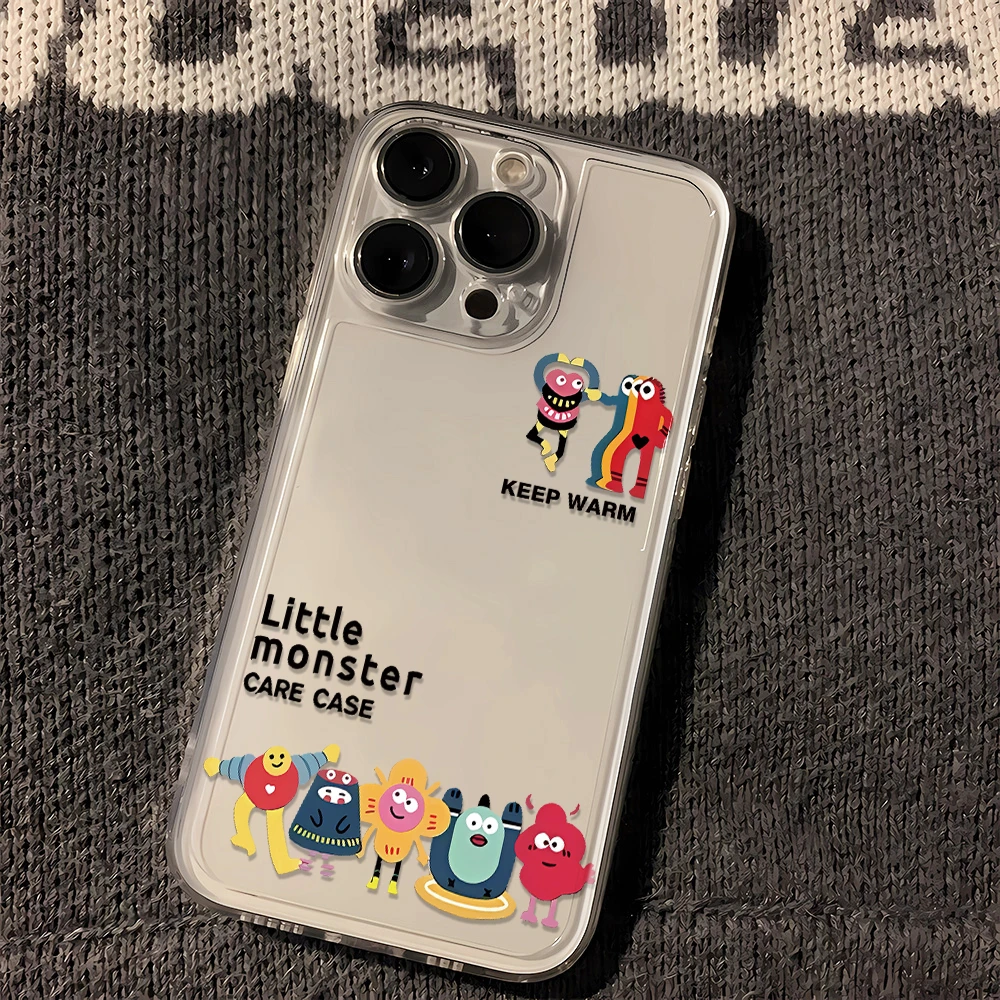 趣味小怪兽苹果小米oppo三星vivo华为适用iPhone15手机壳全包透明