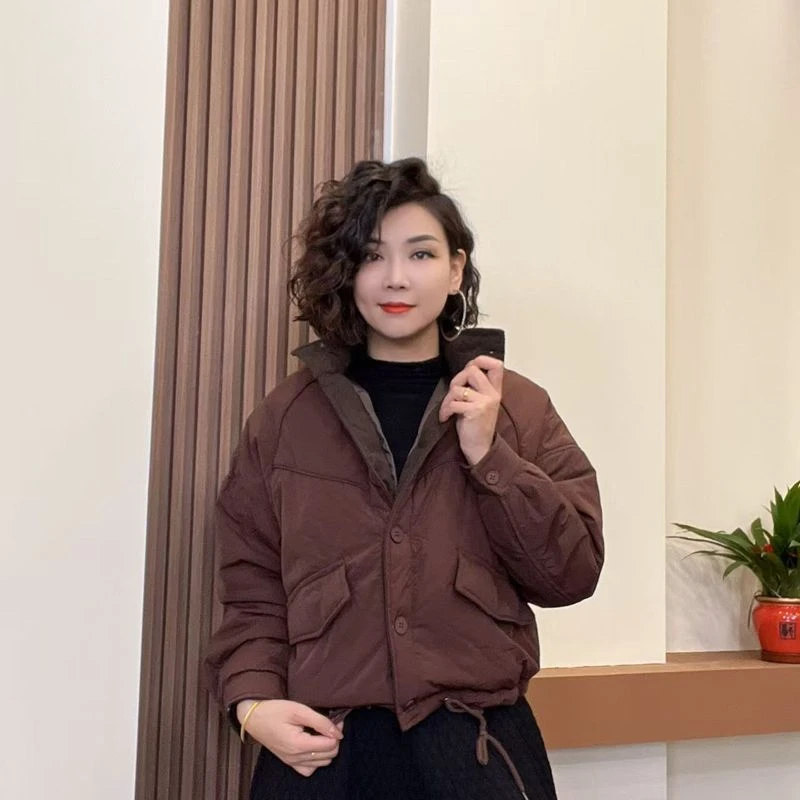 #913冬季新款立领宽松显瘦百搭休闲保暖外套棉服