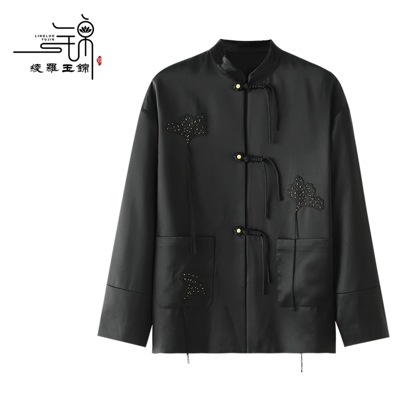 绫罗玉锦"银杏叶"醋酸打字刺绣春秋外套