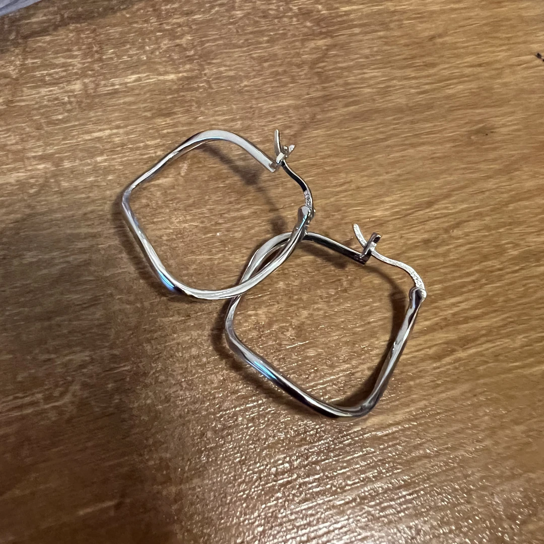 925银耳饰 几何四方菱形耳圈高级感轻奢女耳饰耳环