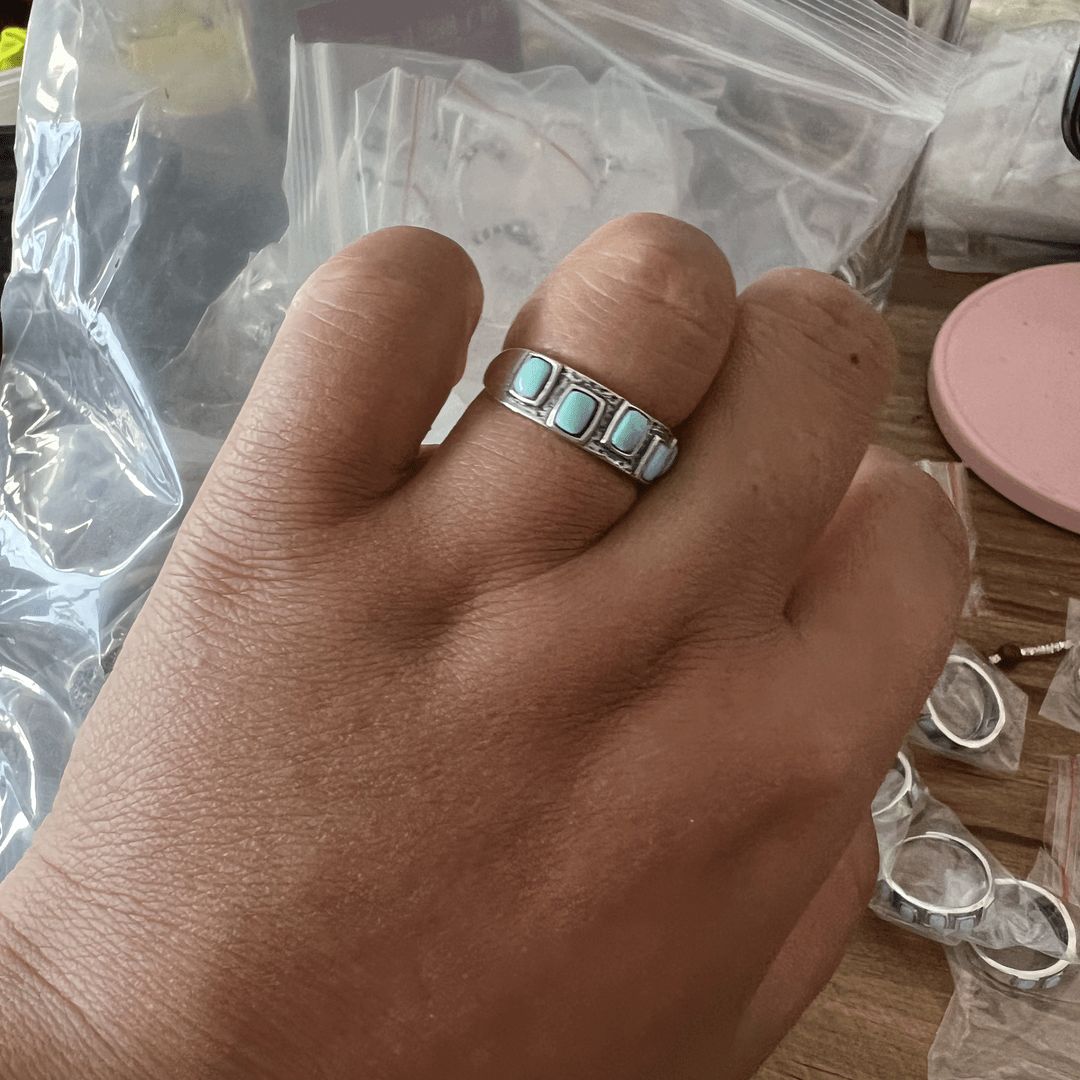 925银戒指 （志）青蓝色拍拍戒指