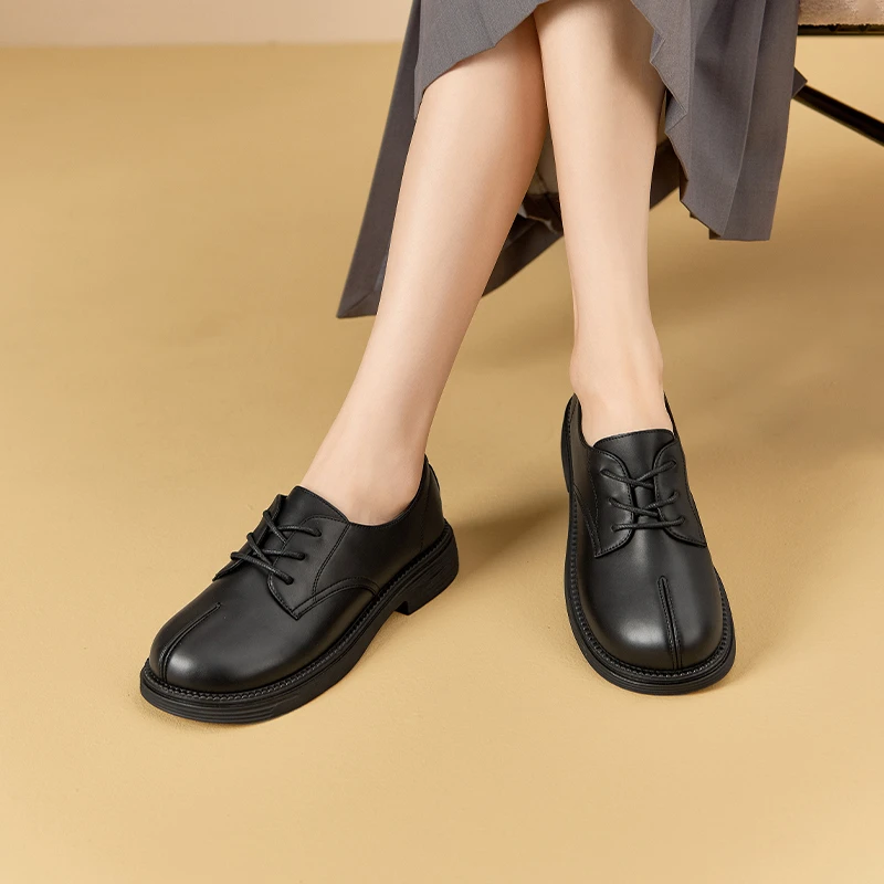 小皮鞋女2024夏季休闲百搭软底厚底圆头英伦风百搭厚底舒适乐福鞋