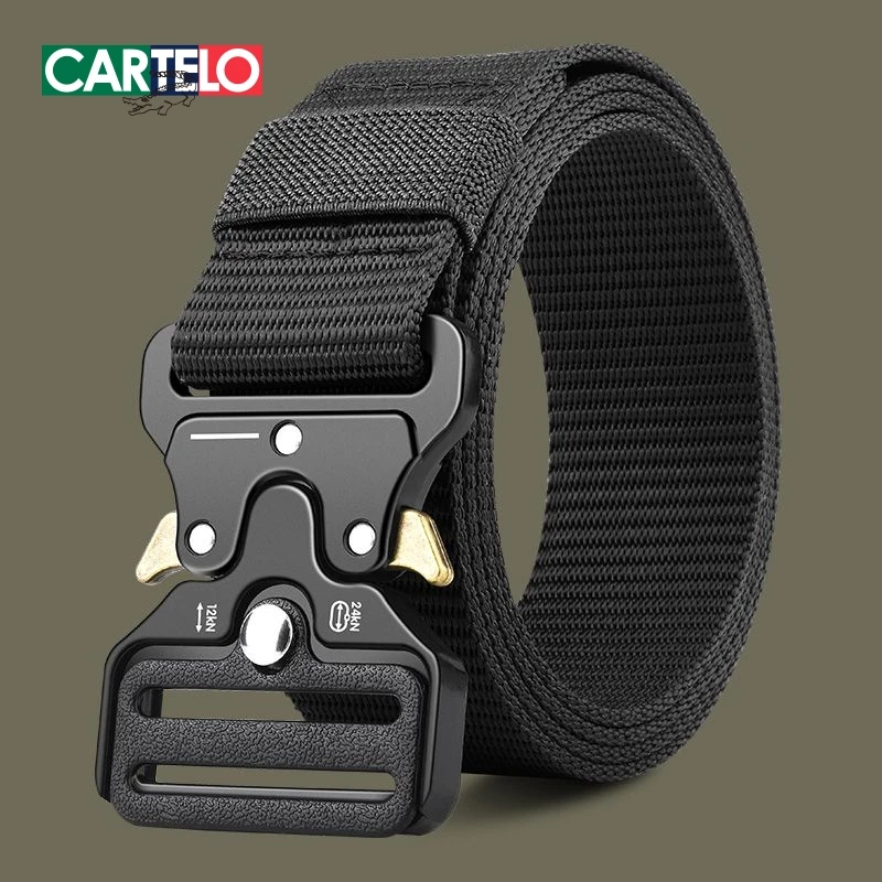 CARTELO/卡帝乐鳄鱼战术尼龙腰带插扣帆布军训休闲潮流男款裤腰带