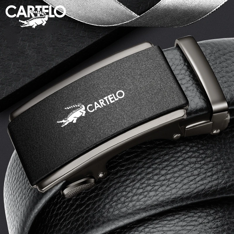 CARTELO/卡帝乐鳄鱼高档百搭时尚真皮男士皮带腰带自动扣可剪裁