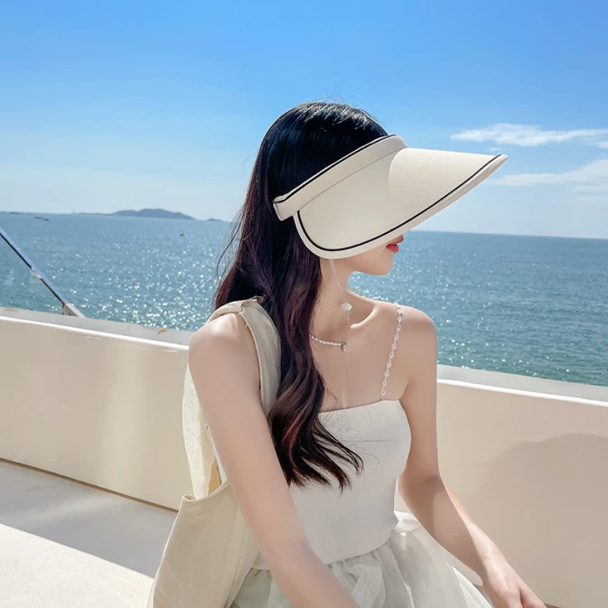 CARTELO/卡帝乐鳄鱼UV防晒帽女夏空顶遮阳帽防紫外线户外大帽檐