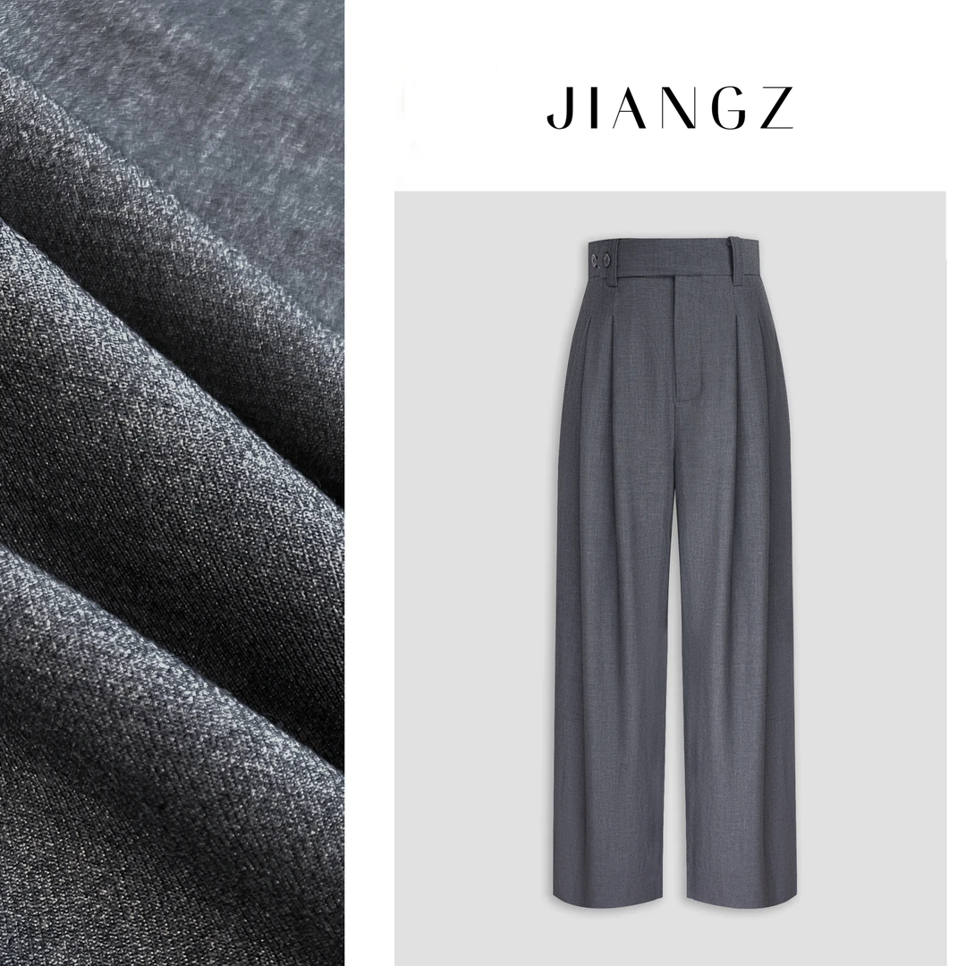 panii新款返潮复古气质直筒阔腿裤女秋款高腰宽松休闲裤24K3088