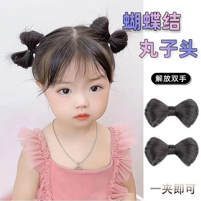 儿童发圈可爱蓬松宝宝蝴蝶结假发丸子头盘发神器汉服发髻古风发包