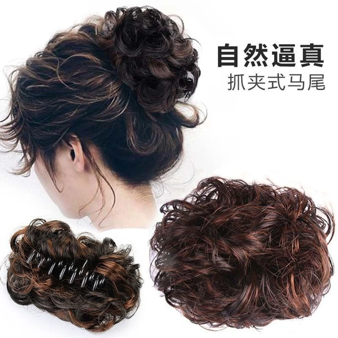 发夹发抓夹假发女发圈发包盘发器拉花短卷发花苞女头花蓬松大发圈