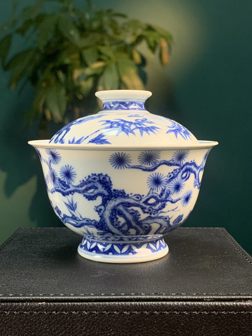 【望月怀古】松竹梅麒麟望月盖碗