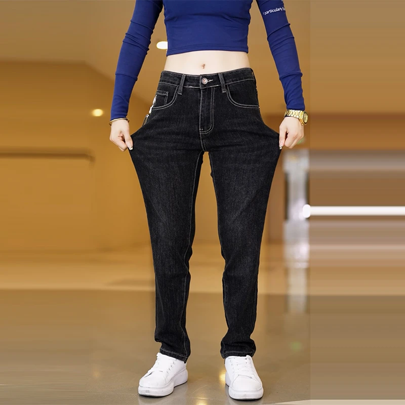 接潮春季新款男士直筒合身牛仔裤弹力显瘦黑色百搭时尚九分小脚裤