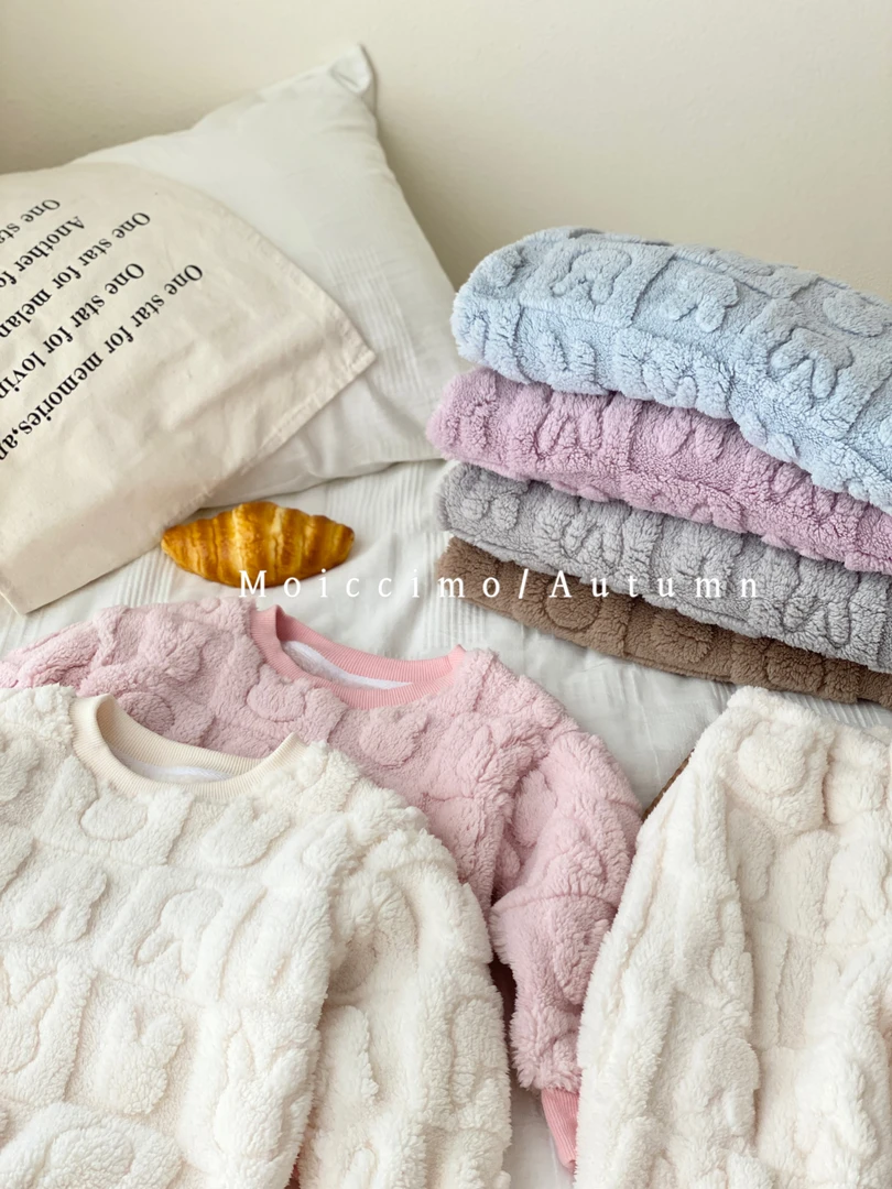 3185洹彩秋冬新款儿童提花舒棉绒家居服