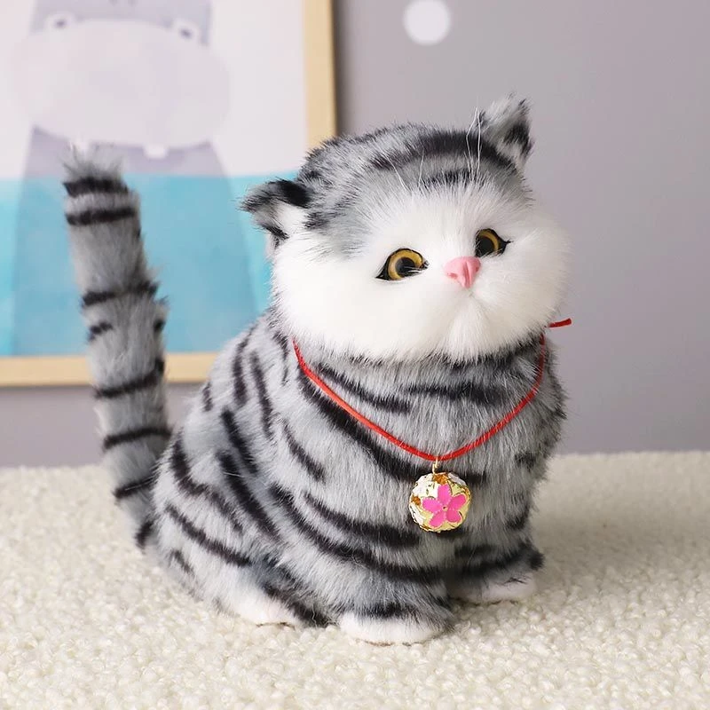 会叫猫咪玩偶毛绒玩具仿真小猫咪公仔儿童认知假猫摆件送孩子礼物