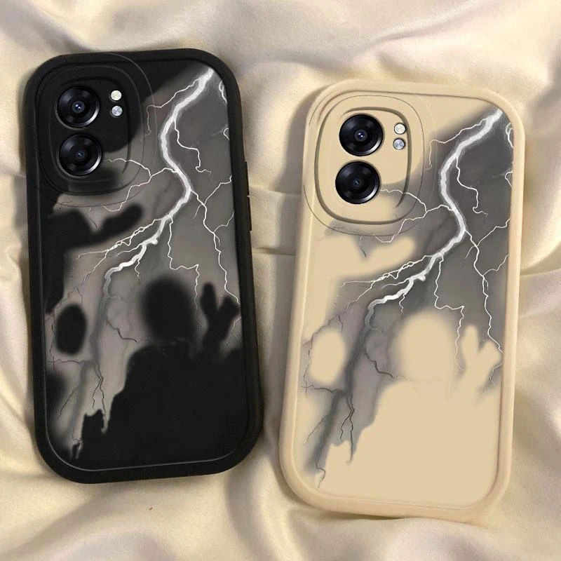 银色雷电适用OPPOA58手机壳OPPOA57硅胶全包镜头软壳潮牌ins网红