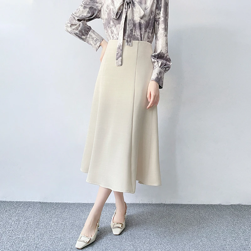 Q424时尚气质A字半身裙女秋季高腰显瘦通勤西装裙职业洋气半裙子