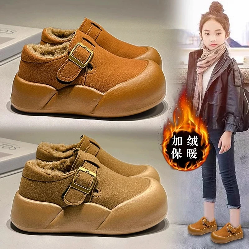 ABC 女童勃肯鞋加绒保暖2025新款冬季软底百搭女孩棉鞋厚底面包鞋