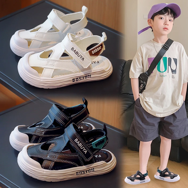 ABC 男童包头凉鞋夏季2025新款儿童软底沙滩鞋中大童男孩防滑凉拖