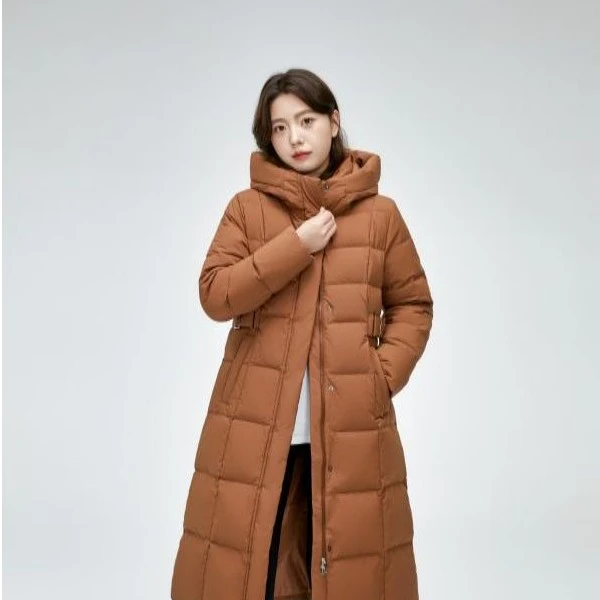 木笛中长款加厚保暖冬季女装运动户外户外连帽休闲羽绒服82627