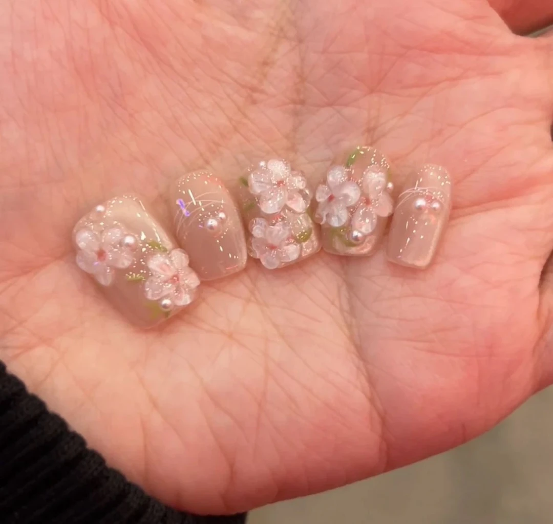 【雕花】纯手工穿戴甲气质穿戴式梯形光疗甲美甲师