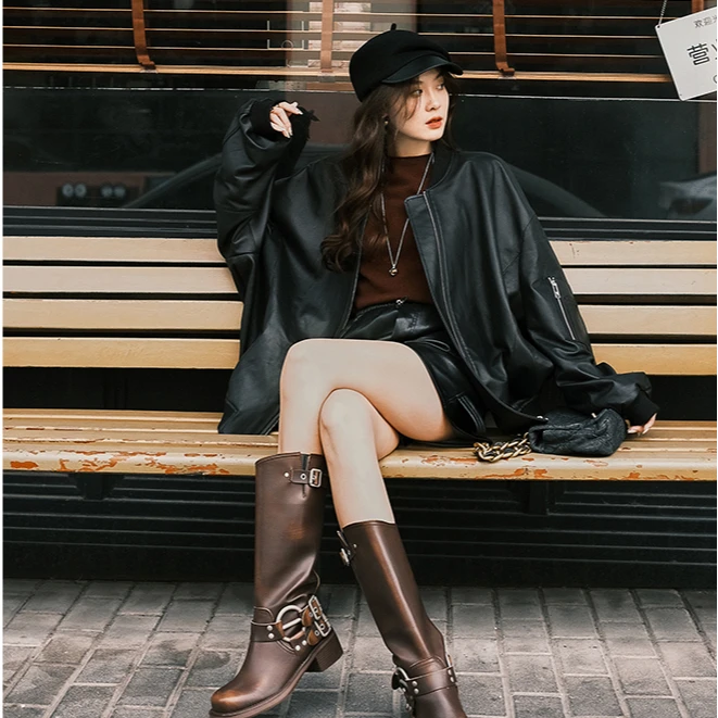 【现货】美洋MEIYANG摩根皮衣 羊头层皮革潮酷帅气机车皮衣外套时尚