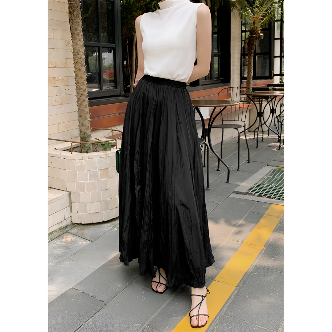 【美洋】MEIYANG 缪斯半裙 轻薄灵动压皱松紧腰A字显瘦半身纱裙